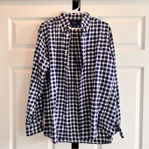 Blue and white Faconnable long sleeve button up